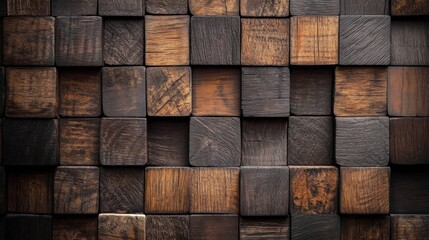 a close up of a wooden wall with squares