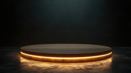 a wooden platform with a light on it