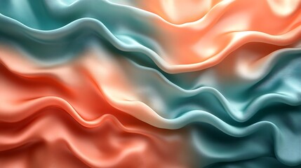 Obraz premium A smooth, silky surface in shades of coral and teal, with a gradient transition and a polished finish,