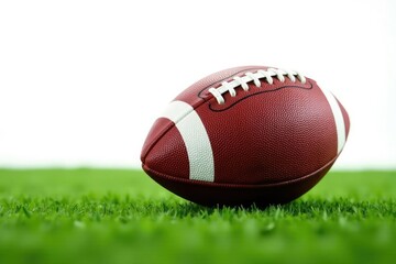 Gridiron football against pure white, studio shot, laces, ball