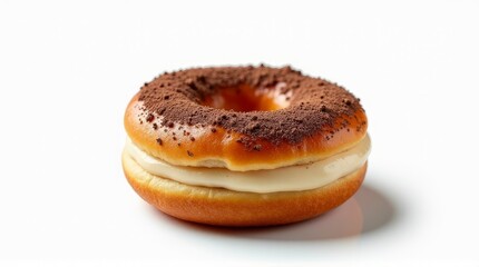 Delicious Powdered Donut Revealing Smooth Coffee Cream Cocoa Topping
