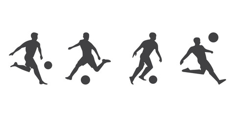 Football Player Silhouette Vector Illustration Set