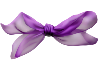 Purple ribbon symbolizing cancer awareness, isolated on a transparent background