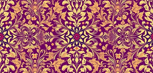 Fototapeta premium Intricate floral damask vector pattern, elegant backdrop design, vector illustration, wallpaper design