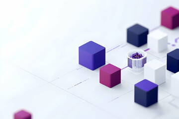 Obraz premium Abstract Geometric Arrangement of Purple and White Cubes on White Surface
