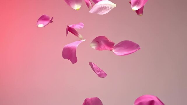 Pink peony petals flying in the air, Great for international women's day celebrations Around the World