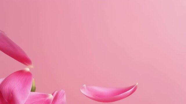 Pink peony petals flying in the air, Great for international women's day celebrations Around the World