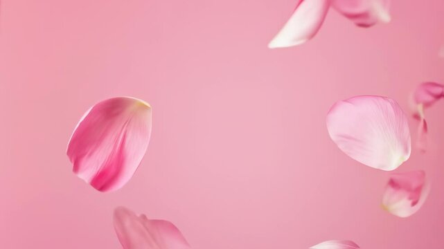 Pink peony petals flying in the air, Great for international women's day celebrations Around the World