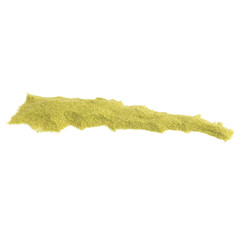 Green tea powder pile isolated on white background