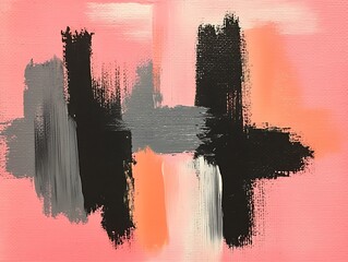 Abstract art of brushstrokes featuring several colorful layered segments