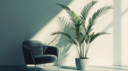 Fototapeta premium a plant in a pot next to a chair