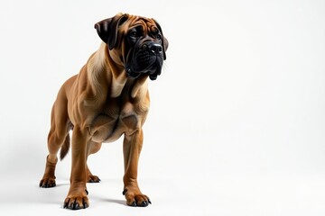 Fototapeta premium Majestic mastiff, powerful stance, white background, breed, claws