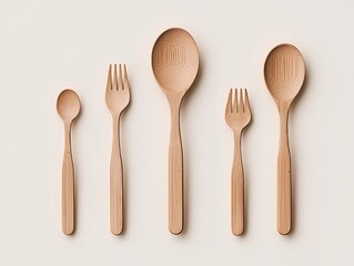 Wooden Utensils Flatlay for Minimalist Design.