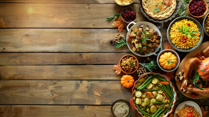 Thanksgiving holiday image on a wooden background Food blogs and websites featuring.Thanksgiving recipes and meal planning tips