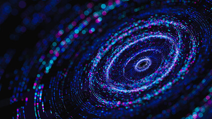 Big data artificial intelligence machine learning neural network flow complex information science innovation technology data analysis visualization cyberspace future. 3d rendering..