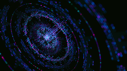 Big data artificial intelligence machine learning neural network flow complex information science innovation technology data analysis visualization cyberspace future. 3d rendering..