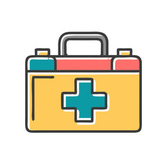 Obraz premium white box with handle and cross on it,symbolizing first aid kit for websites and blogs related to health,safety, emergency preparedness,and medical supplies