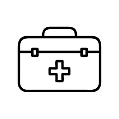 Obraz premium white box with handle and cross on it,symbolizing first aid kit for websites and blogs related to health,safety, emergency preparedness,and medical supplies