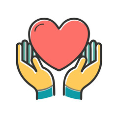 Obraz premium pair of hands gently cradles heart,symbolizing love,care,and support for websites and blogs focusing on relationships,health,charity,and emotional well-being