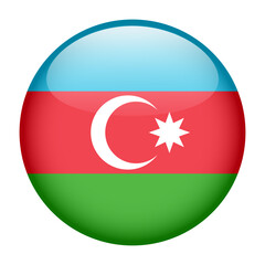 flag of Azerbaijan, button round glossy icon