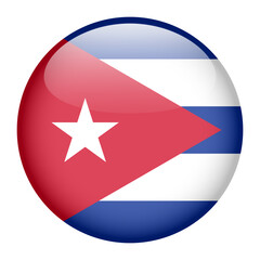 Naklejka premium flag of Cuba, button round glossy icon