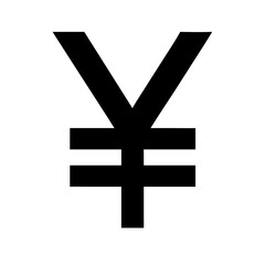 Obraz premium black Yen or Yuan currency symbol is displayed prominently on white background for financial websites,blogs about economics,or for content related to international trade and currency exchange