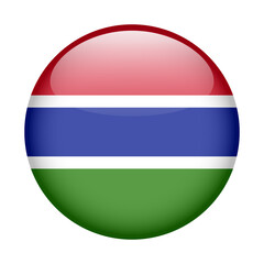 flag of Gambia, button round glossy icon