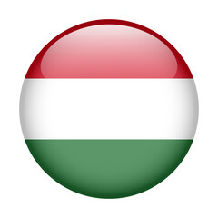 flag of Hungary, button round glossy icon