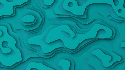 Abstract artwork of layered paper in various shades of teal