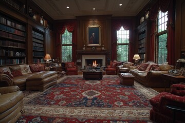 Luxurious library/living room