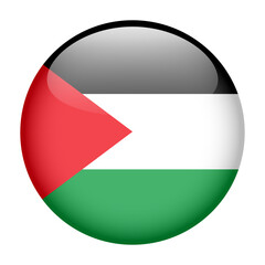 flag of Palestine, button round glossy icon