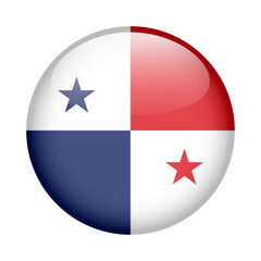 flag of Panama, button round glossy icon