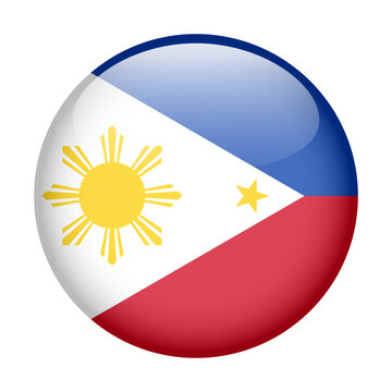 flag of Philippines, button round glossy icon