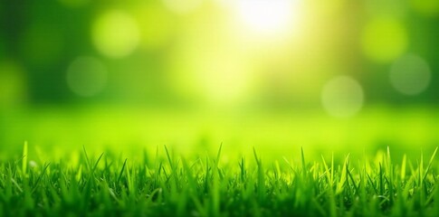 Fototapeta premium Lush green grass silhouette on sunny summer day, shadows, nature, grass