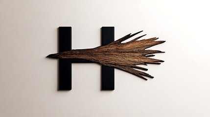 Wooden H Letter for Abstract Design, White Background.