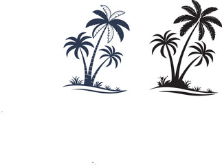 Obraz premium Palm Tree Icons silhouette vector art illustration