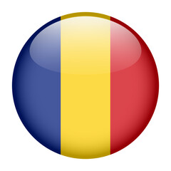 flag of Romania, button round glossy icon