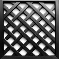 Black Wooden Lattice Panel, Square Framed
