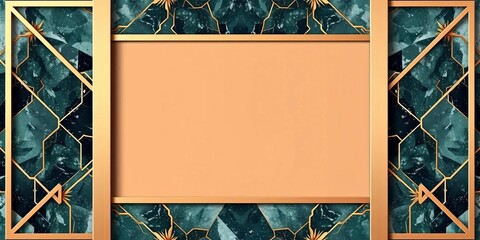 Luxury geometric marble & gold rose gold metal frame; elegant wrapping paper, brochure, VIP packaging design template, graphic, foil