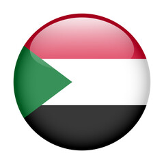 flag of Sudan, button round glossy icon
