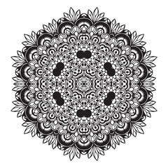 Elegant Black and White Mandala | Intricate Ornamental Symmetrical Pattern