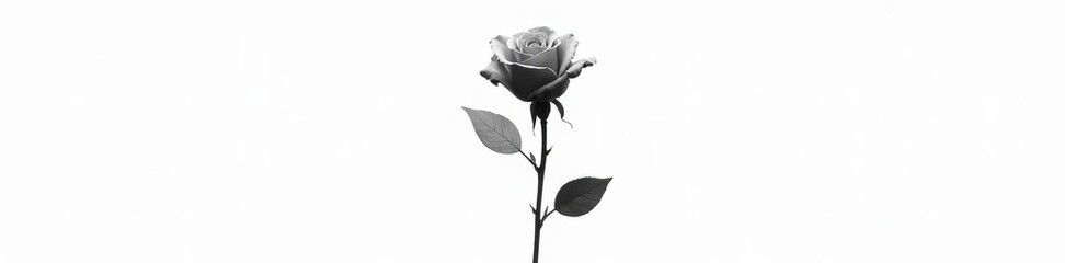 Minimalist black and white rose silhouette on a white background, silhouette, illustration, nature
