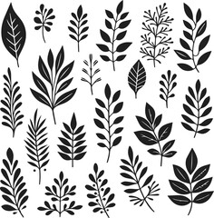 Fototapeta premium Set of leaves vector art, leafs vector bundle, best leaves collection