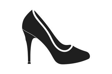 black female shoes on white background