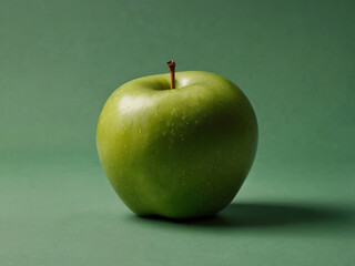 Apples photographed against a solid green background.
