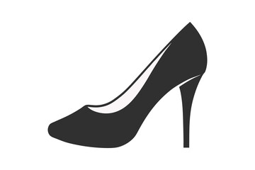 black female shoes on white background