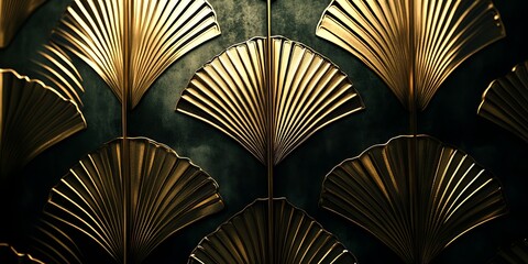 Dramatic Black-and-Gold Wallpaper with Bold Ornate Patterns for Luxurious Interiors, Opulent Designs, or Elegant Aesthetics