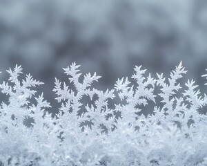 Obraz premium Intricate frost formations creating beautiful patterns along a surface edge