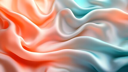 Obraz premium A smooth, silky surface in shades of coral and teal, with a gradient transition and a polished finish,
