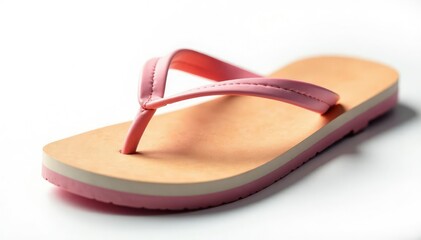 Fototapeta premium Close-up of a single flip-flop isolated on white background, vacation, flip flop, white background